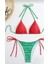 Kapruz Detaylı Üçgen Bikini Moda Bağcıklı Sevimli Detaylı Baskı Bikini Mayo 2