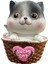 Pastoral Tarz Polyester Sepet Içinde Sevimli Gri Kedi Kumbara – Dekoratif & Fonksiyonel (En:12cm Boy:18 cm Der: 9,5 cm) 1