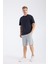 Erkek Loose Fit Yarım Kollu T-Shirt Lacivert 3