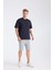Erkek Loose Fit Yarım Kollu T-Shirt Lacivert 4