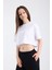 Kadın Crop Yarım Kollu T-Shirt Beyaz 3