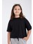 Kız Çocuk Crop Yarım Kollu T-Shirt Siyah 1