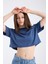 Kadın Crop Yarım Kollu T-Shirt Indigo 2