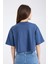 Kadın Crop Yarım Kollu T-Shirt Indigo 5