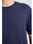 Erkek Loose Fit Yarım Kollu T-Shirt Lacivert 3