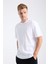 Erkek Loose Fit Yarım Kollu T-Shirt Beyaz 2
