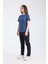Kadın Regular Fit Yarım Kollu T-Shirt Indigo %100 Pamuk 1