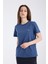 Kadın Regular Fit Yarım Kollu T-Shirt Indigo %100 Pamuk 4