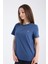 Kadın Regular Fit Yarım Kollu T-Shirt Indigo %100 Pamuk 5