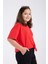 Kız Çocuk Crop Yarım Kollu T-Shirt Kırmızı %100 Pamuk 1