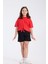 Kız Çocuk Crop Yarım Kollu T-Shirt Kırmızı %100 Pamuk 5