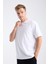 Erkek Loose Fit Yarım Kollu İnce T-Shirt Beyaz %100 Pamuk 1
