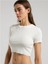 Ever Relaxed Rib Beyaz Kadın Crop Tişört 2
