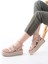 861-1222 Bej Tokalı Bilekten Bağlamalı Dolgu Kadın Sandalet 1