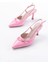 İNF-2300 Pembe Rugan Günlük Arkası Açık Fiyonklu Topuklu Bayan Ayakkabı 3