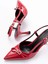 İNF-2300 Kırmızı Rugan Günlük Arkası Açık Fiyonklu Topuklu Bayan Ayakkabı 5