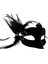 Siyah Süet Tüylü Beyaz Incili Parti Maskesi 2