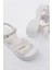 24414-1005 Beyaz Günlük Çapraz Dolgu Topuk Kadın Sandalet 4