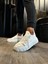 J1025 Bağcıklı Lastikli Ortopedik Taban Erkek Günlük Triko Sneaker Spor Ayakkabı Bt Beyaz 2