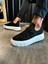 J1025 Bağcıklı Lastikli Ortopedik Taban Erkek Günlük Triko Sneaker Spor Ayakkabı Bt Siyah 3