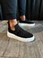 J1025 Bağcıklı Lastikli Ortopedik Taban Erkek Günlük Triko Sneaker Spor Ayakkabı Bt Siyah 4