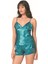 - Petrol Saten Babydoll Şort Takımı 1