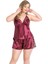 - Büyük Beden Bordo Saten Babydoll Şort Takımı 1