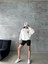 3 Iplik Şardonlu Oversize Compact Kafa Baskılı Sweat Beyaz 4