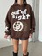 3 Iplik Şardonlu Oversize Compact Out Of Baskılı Sweat Kahve 2