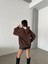 3 Iplik Şardonlu Oversize Compact Out Of Baskılı Sweat Kahve 5