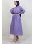 Tam Boy Düğmeli Elbise Lila 1