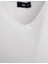 Beyaz Comfort Fit V Yaka Basic T-Shirt 3