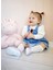 Püsküllü Kız Bebek Kot Jile Elbise %100 Pamuk Likralı Ribana Balon Bluz Jean Takım 5
