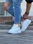 J094 Bağcıklı Ortopedik Taban Erkek Sneaker Günlük Rugan Ayakkabı Bt Beyaz 3