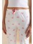 Kadın Beli Lastikli Kalp Desenli Pijama Altı Beyaz Pembe - 2059 7