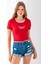 Kadın U Yaka Romantic Nakışlı T-Shirt Kırmızı - 925054 5