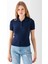 Kadın Polo Yaka Düğme Detaylı Triko Basic T-Shirt Lacivert - 4057 1