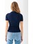 Kadın Polo Yaka Düğme Detaylı Triko Basic T-Shirt Lacivert - 4057 8