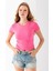 Kadın Bisiklet Yaka Pamuklu Basic Body Pembe - 25873 1