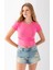 Kadın Bisiklet Yaka Pamuklu Basic Body Pembe - 25873 5