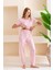 Kadın Bisiklet Yaka Kısa Kollu Çizgili Pijama Takım Pembe - 6016 6