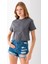 Kadın Bisiklet Yaka The Power Of Baskılı T-Shirt Antrasit - 925026 4