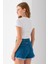 Kadın Bisiklet Yaka Yanı Stoperli Crop T-Shirt Beyaz - 25514 8