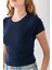 Kadın Bisiklet Yaka Pamuklu Basic Body Lacivert - 25873 7