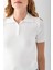 Kadın Polo Yaka Düğme Detaylı Triko Basic T-Shirt Beyaz - 4057 7