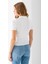Kadın Polo Yaka Düğme Detaylı Triko Basic T-Shirt Beyaz - 4057 8