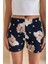 Kadın Beli Lastikli Desenli Şort Pijama Altı Lacivert - 2027 7