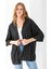 Kadın Yarım Kol Çizgili Bürümcük Kimono Siyah - 254406 4