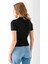 Kadın Polo Yaka Düğme Detaylı Triko Basic T-Shirt Siyah - 4057 8
