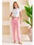 Kadın Beli Lastikli Çiçek Desenli Pijama Altı Pembe - 2059 4